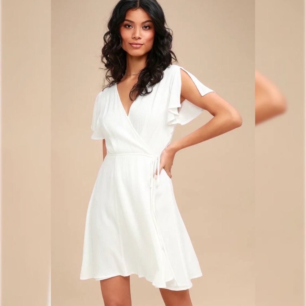 Lulus | Harbor Point White Wrap Dress - Small